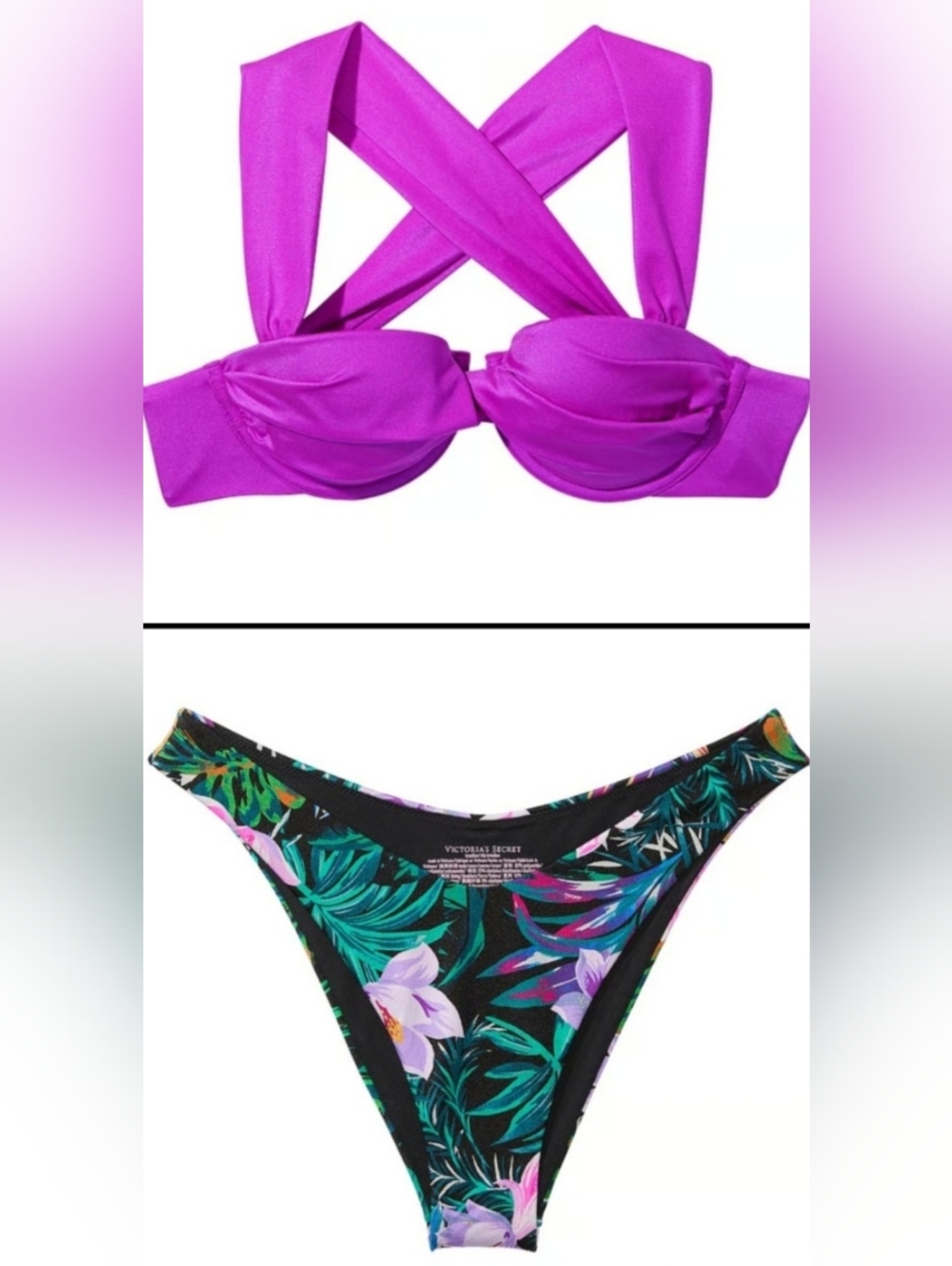 32A/XS 32D/XS VS Swim Balconette Brazilian Bikini Set Tropical Island Getaway